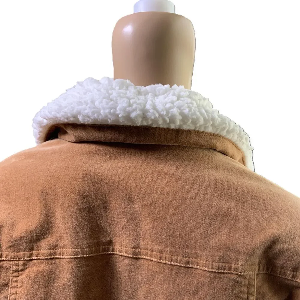 Forever 21 Tan Corduroy Sherpa Lined Trucker Jacket Size Medium‎
